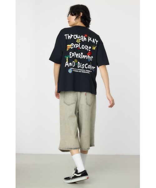 RODEO CROWNS WIDE BOWL(ロデオクラウンズワイドボウル)の「ドローイングTシャツ(Tシャツ/カットソー・メンズ・ホワイト/ブラック/パープル・MEDIUM/LARGE)」の10枚目の写真