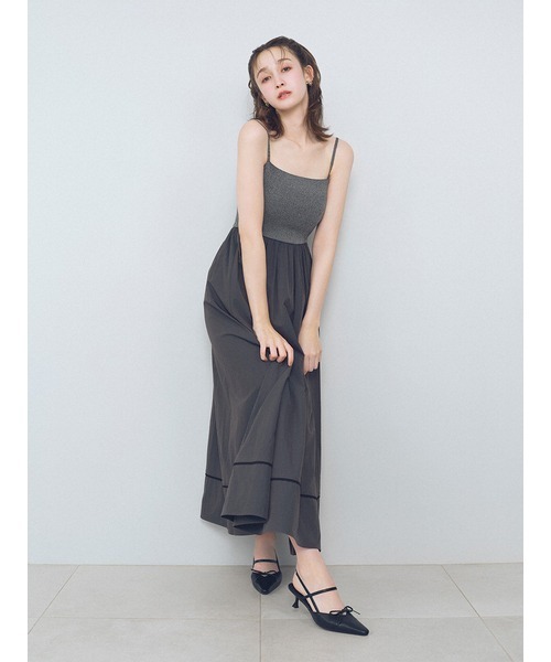LILY BROWN ニットビスチェ切り替えワンピース/ハンドウォッシャブル LILY BROWN ニットビスチェ切り替えワンピース/ハンド