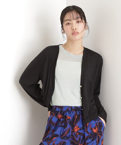 THE SHOP TK （ザ ショップ ティーケー ）の「シアーカーデ＆タンクトップ【セットアイテム/洗える】（カーディガン/ボレロ・レディース・オフホワイト/ブラック/オレンジ/ブルー系その他・12/13）」の2枚目の写真