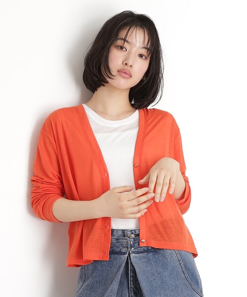 THE SHOP TK （ザ ショップ ティーケー ）の「シアーカーデ＆タンクトップ【セットアイテム/洗える】（カーディガン/ボレロ・レディース・オフホワイト/ブラック/オレンジ/ブルー系その他・12/13）」の8枚目の写真