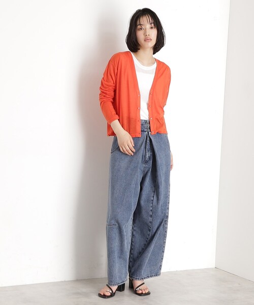 THE SHOP TK （ザ ショップ ティーケー ）の「シアーカーデ＆タンクトップ【セットアイテム/洗える】（カーディガン/ボレロ・レディース・オフホワイト/ブラック/オレンジ/ブルー系その他・12/13）」の10枚目の写真