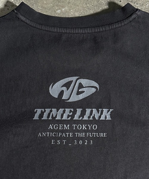 A'GEM/9 × .kom 『A'gem/エージェム』加工ｱｯﾌﾟﾘｹ半袖Tシャツ A'gem│A
