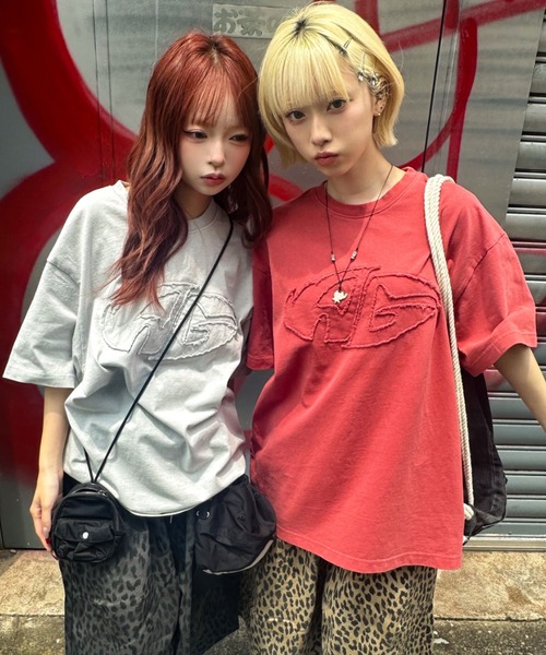 A'GEM/9 × .kom 『A'gem/エージェム』加工ｱｯﾌﾟﾘｹ半袖Tシャツ A'gem│A