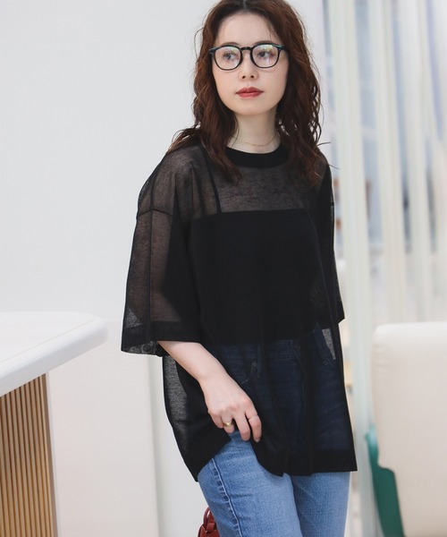 専用✧新品✧おまとめ3点 セール】麻混 シアー ニットTシャツ（Tシャツ/カットソー