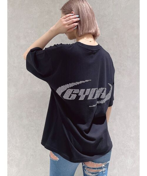 GYDA（ジェイダ）の「BACK GYDAラインストーンBIG Tシャツ（Tシャツ/カットソー・レディース・オフホワイト/ブラック/ピンク・FREE）」の10枚目の写真
