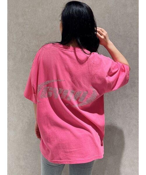 GYDA（ジェイダ）の「BACK GYDAラインストーンBIG Tシャツ（Tシャツ/カットソー・レディース・オフホワイト/ブラック/ピンク・FREE）」の14枚目の写真