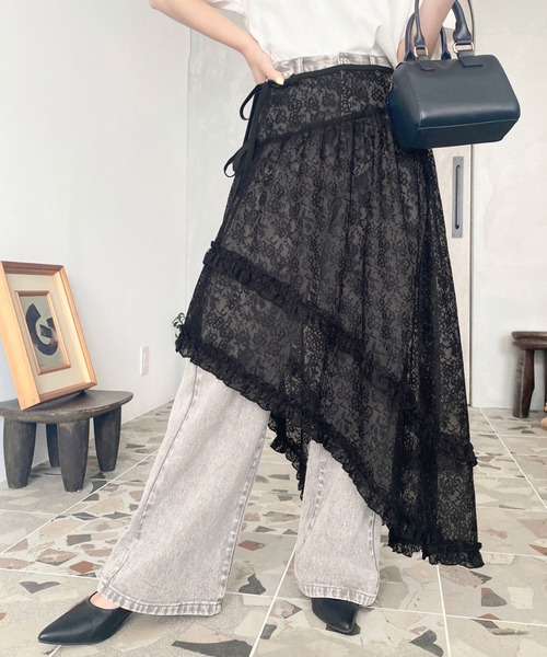 MURRAL フラワー刺繍 レース スカート S moment+ スカート フラワー刺繍チュールレース巻きスカート : ZOZOTOWN