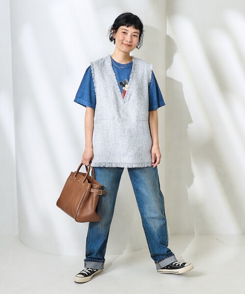 FREAK'S STORE(フリークスストア)の「Vネック サマーツイード調ベスト(ベスト・レディース・ブラック/ブラウン・フリ-)」の11枚目の写真