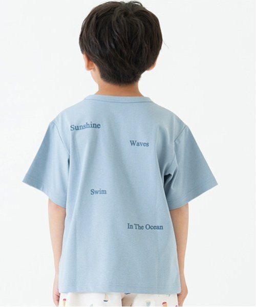 and D. petit main（アンドディープティマイン）の「【水陸両用】アソートSUMMERプリント半T（Tシャツ/カットソー・キッズ・ホワイト/サーモンピンク/ターコイズブルー/サックスブルー・140cm/150cm/90cm/100cm/110cm/120cm/130cm）」の2枚目の写真