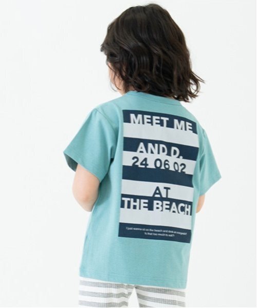 and D. petit main（アンドディープティマイン）の「【水陸両用】アソートSUMMERプリント半T（Tシャツ/カットソー・キッズ・ホワイト/サーモンピンク/ターコイズブルー/サックスブルー・140cm/150cm/90cm/100cm/110cm/120cm/130cm）」の3枚目の写真
