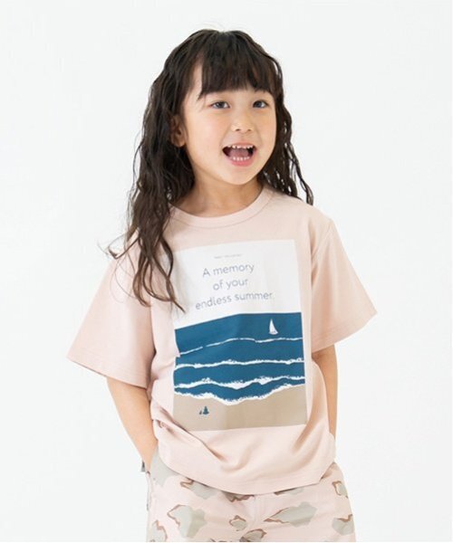 and D. petit main（アンドディープティマイン）の「【水陸両用】アソートSUMMERプリント半T（Tシャツ/カットソー・キッズ・ホワイト/サーモンピンク/ターコイズブルー/サックスブルー・140cm/150cm/90cm/100cm/110cm/120cm/130cm）」の4枚目の写真