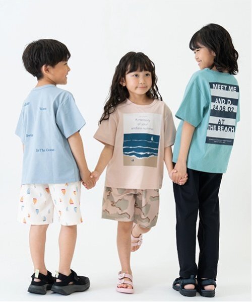 and D. petit main（アンドディープティマイン）の「【水陸両用】アソートSUMMERプリント半T（Tシャツ/カットソー・キッズ・ホワイト/サーモンピンク/ターコイズブルー/サックスブルー・140cm/150cm/90cm/100cm/110cm/120cm/130cm）」の21枚目の写真