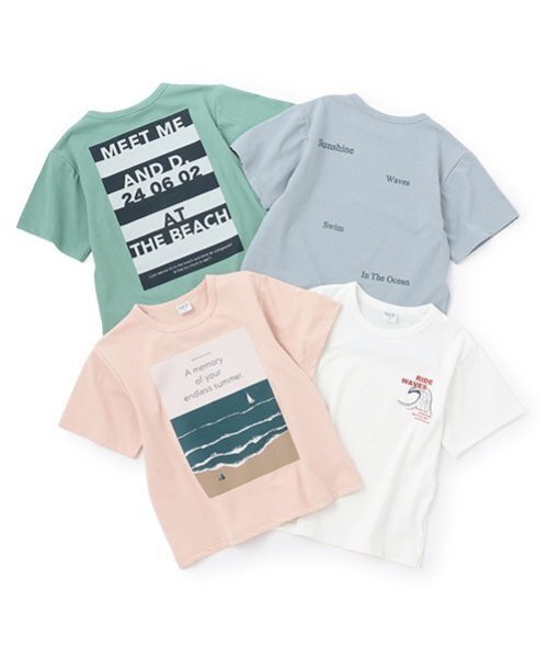 and D. petit main（アンドディープティマイン）の「【水陸両用】アソートSUMMERプリント半T（Tシャツ/カットソー・キッズ・ホワイト/サーモンピンク/ターコイズブルー/サックスブルー・140cm/150cm/90cm/100cm/110cm/120cm/130cm）」の11枚目の写真