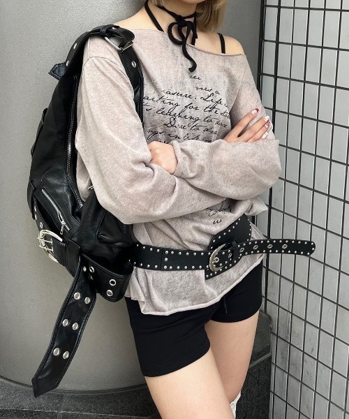 Never mind the XU / Chikashitsu+（ネバーマインド ザ エックスユー / チカシツプラス）の「【nmtc+】see through lettering long sleeve tee / 【エヌエムティーシープラス】シースルーレタリングプリント長袖Tシャツ（Tシャツ/カットソー・メンズ・ホワイト/ブラック/ベージュ・ONE SIZE）」の3枚目の写真