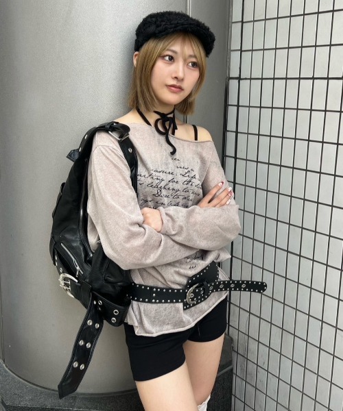 Never mind the XU / Chikashitsu+（ネバーマインド ザ エックスユー / チカシツプラス）の「【nmtc+】see through lettering long sleeve tee / 【エヌエムティーシープラス】シースルーレタリングプリント長袖Tシャツ（Tシャツ/カットソー・メンズ・ホワイト/ブラック/ベージュ・ONE SIZE）」の22枚目の写真