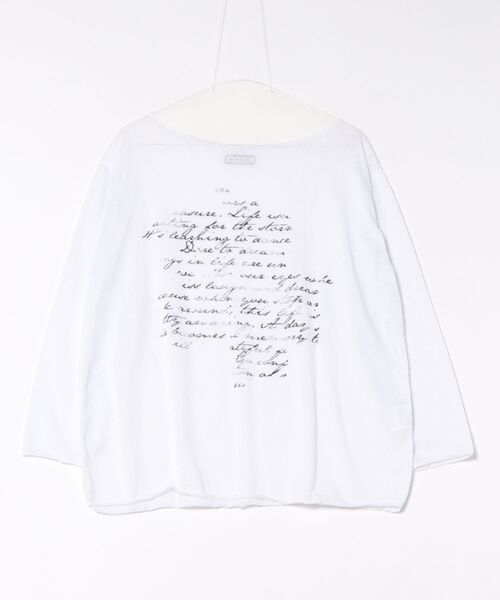 Never mind the XU / Chikashitsu+（ネバーマインド ザ エックスユー / チカシツプラス）の「【nmtc+】see through lettering long sleeve tee / 【エヌエムティーシープラス】シースルーレタリングプリント長袖Tシャツ（Tシャツ/カットソー・メンズ・ホワイト/ブラック/ベージュ・ONE SIZE）」の9枚目の写真