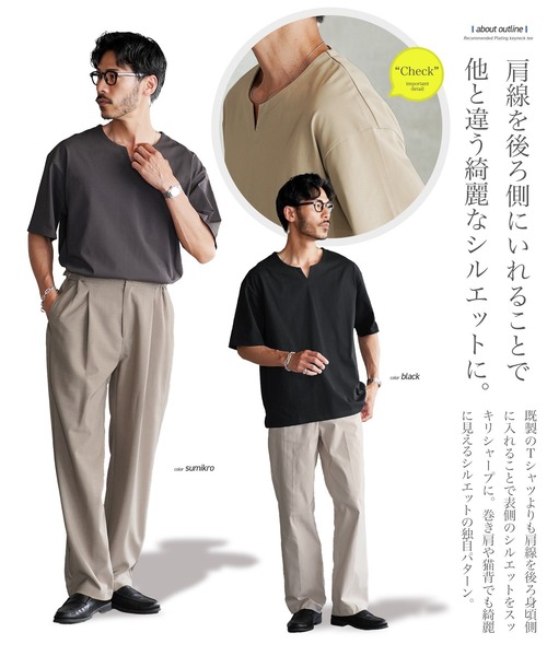 jiggys shop(ジギーズショップ)の「接触冷感 UVカット 吸汗速乾 プレーティング キーネック 半袖Tシャツ カットソー(Tシャツ/カットソー・メンズ・ホワイト/ブラック/ベージュ系その他/スミクロ・MEDIUM/LARGE/X-LARGE)」の20枚目の写真