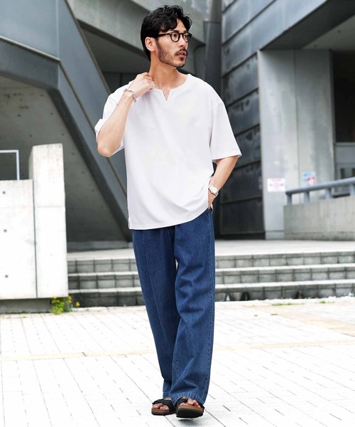 jiggys shop(ジギーズショップ)の「接触冷感 UVカット 吸汗速乾 プレーティング キーネック 半袖Tシャツ カットソー(Tシャツ/カットソー・メンズ・ホワイト/ブラック/ベージュ系その他/スミクロ・MEDIUM/LARGE/X-LARGE)」の22枚目の写真