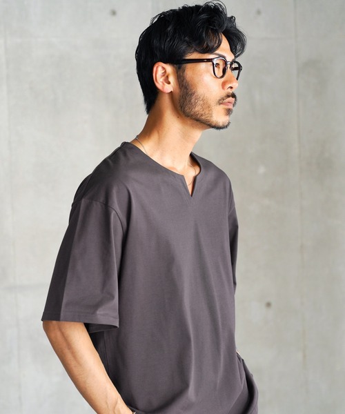 jiggys shop(ジギーズショップ)の「接触冷感 UVカット 吸汗速乾 プレーティング キーネック 半袖Tシャツ カットソー(Tシャツ/カットソー・メンズ・ホワイト/ブラック/ベージュ系その他/スミクロ・MEDIUM/LARGE/X-LARGE)」の7枚目の写真