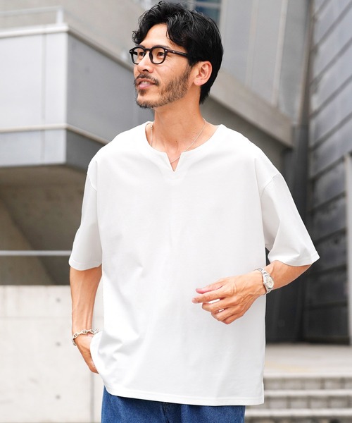 jiggys shop(ジギーズショップ)の「接触冷感 UVカット 吸汗速乾 プレーティング キーネック 半袖Tシャツ カットソー(Tシャツ/カットソー・メンズ・ホワイト/ブラック/ベージュ系その他/スミクロ・MEDIUM/LARGE/X-LARGE)」の13枚目の写真