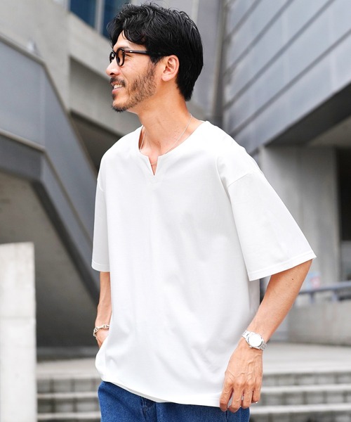 jiggys shop(ジギーズショップ)の「接触冷感 UVカット 吸汗速乾 プレーティング キーネック 半袖Tシャツ カットソー(Tシャツ/カットソー・メンズ・ホワイト/ブラック/ベージュ系その他/スミクロ・MEDIUM/LARGE/X-LARGE)」の14枚目の写真