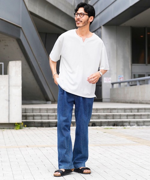 jiggys shop(ジギーズショップ)の「接触冷感 UVカット 吸汗速乾 プレーティング キーネック 半袖Tシャツ カットソー(Tシャツ/カットソー・メンズ・ホワイト/ブラック/ベージュ系その他/スミクロ・MEDIUM/LARGE/X-LARGE)」の15枚目の写真