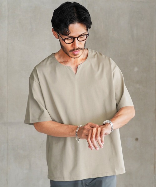jiggys shop(ジギーズショップ)の「接触冷感 UVカット 吸汗速乾 プレーティング キーネック 半袖Tシャツ カットソー(Tシャツ/カットソー・メンズ・ホワイト/ブラック/ベージュ系その他/スミクロ・MEDIUM/LARGE/X-LARGE)」の11枚目の写真