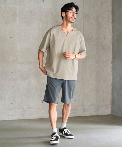 jiggys shop(ジギーズショップ)の「接触冷感 UVカット 吸汗速乾 プレーティング キーネック 半袖Tシャツ カットソー(Tシャツ/カットソー・メンズ・ホワイト/ブラック/ベージュ系その他/スミクロ・MEDIUM/LARGE/X-LARGE)」の12枚目の写真