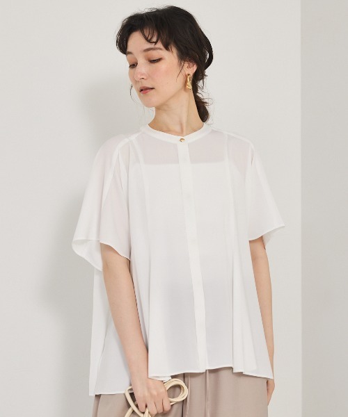 ブラウス シャツ 「シワになりにくい」フレアーパネルブラウス/夏服/オフィスカジュアル/羽織り レディース シワになりにくい◎】フレアーパネルブラウス/夏服/オフィス