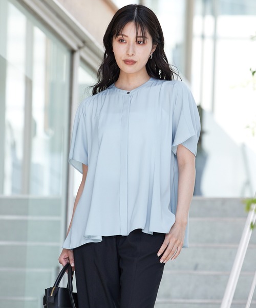 ブラウス シャツ 「シワになりにくい」フレアーパネルブラウス/夏服/オフィスカジュアル/羽織り レディース シワになりにくい◎】フレアーパネルブラウス/夏服/オフィス