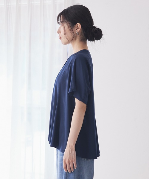 qualite(カリテ)の「【シワになりにくい◎】フレアーパネルブラウス/夏服/オフィスカジュアル/羽織り(シャツ/ブラウス・レディース・オフホワイト/ブルー/ネイビー/イエロー・フリー)」の21枚目の写真