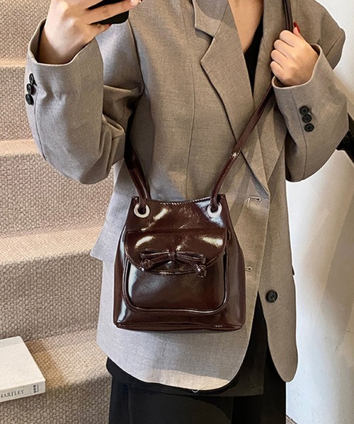 MILAE(ミレ)の「リボンポケットショルダーミニバッグ(ショルダーバッグ・レディース・ピンク/レッド/ブラウン/ブラック・FREE)」の3枚目の写真