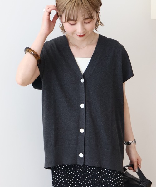 AMERICAN HOLIC（アメリカンホリック）の「Vネックニットカーディガン（カーディガン/ボレロ・レディース・杢グレー/ネイビー/チャコールグレー/キャメル・L/M）」の5枚目の写真