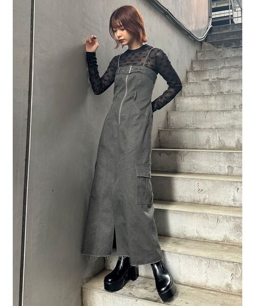 MURUA（ムルーア）の「フロッキーモノグラムシアートップス（Tシャツ/カットソー・レディース・ブラック/ブラウン/ベージュ・FREE）」の21枚目の写真