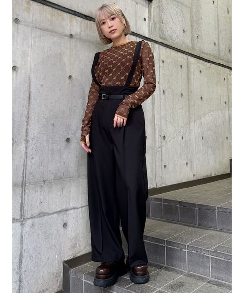 MURUA（ムルーア）の「フロッキーモノグラムシアートップス（Tシャツ/カットソー・レディース・ブラック/ブラウン/ベージュ・FREE）」の17枚目の写真