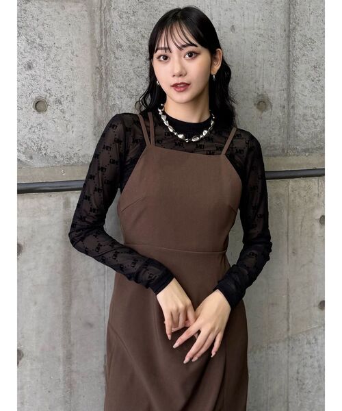 MURUA（ムルーア）の「フロッキーモノグラムシアートップス（Tシャツ/カットソー・レディース・ブラック/ブラウン/ベージュ・FREE）」の16枚目の写真