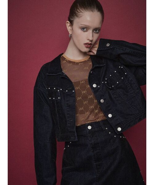 MURUA（ムルーア）の「フロッキーモノグラムシアートップス（Tシャツ/カットソー・レディース・ブラック/ブラウン/ベージュ・FREE）」の11枚目の写真