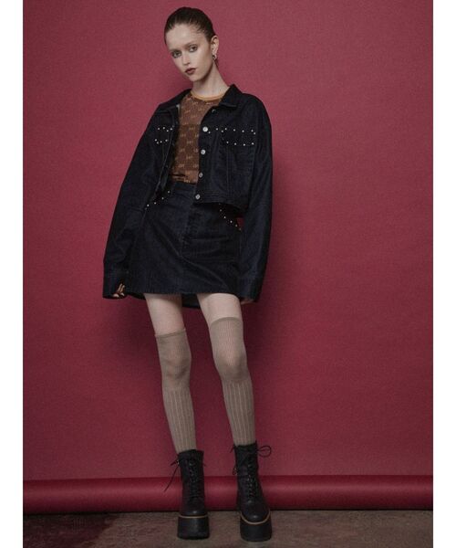 MURUA（ムルーア）の「フロッキーモノグラムシアートップス（Tシャツ/カットソー・レディース・ブラック/ブラウン/ベージュ・FREE）」の9枚目の写真