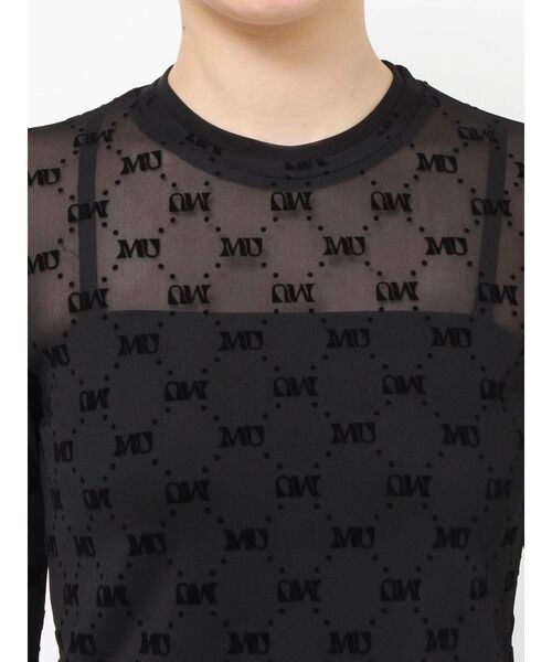 MURUA（ムルーア）の「フロッキーモノグラムシアートップス（Tシャツ/カットソー・レディース・ブラック/ブラウン/ベージュ・FREE）」の5枚目の写真