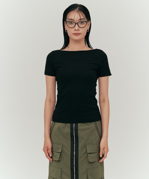 YOOU(ユー)の「ハーフスリーブTシャツ/2wayデザイン(Tシャツ/カットソー・レディース・ブラック/ネイビー/ブラウン・FREE)」の15枚目の写真