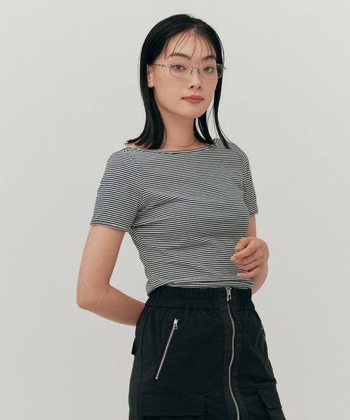 YOOU(ユー)の「ハーフスリーブTシャツ/2wayデザイン(Tシャツ/カットソー・レディース・ブラック/ネイビー/ブラウン・FREE)」の21枚目の写真