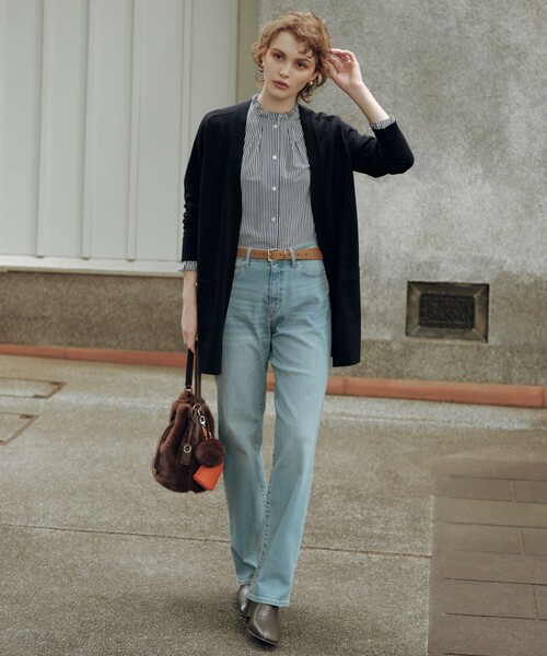 J.PRESS(ジェイプレス)の「【洗える】BASIC STRETCH DENIM ボーイフィット デニム(デニムパンツ・レディース・ダルブルー系/ホワイト系/スカイブルー系/ネイビー系・T17/T15/T13)」の9枚目の写真