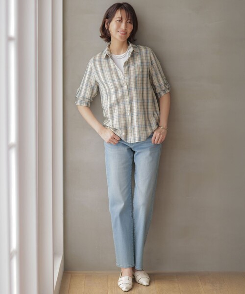 J.PRESS(ジェイプレス)の「【洗える】BASIC STRETCH DENIM ボーイフィット デニム(デニムパンツ・レディース・ダルブルー系/ホワイト系/スカイブルー系/ネイビー系・T17/T15/T13)」の11枚目の写真