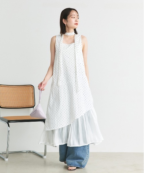 ad thie(アドティエ)の「リボン付き レイヤードデザイン ドットワンピース(ワンピース・レディース・オフホワイト/ブラック・FREE)」の15枚目の写真