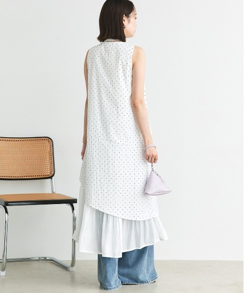 ad thie(アドティエ)の「リボン付き レイヤードデザイン ドットワンピース(ワンピース・レディース・オフホワイト/ブラック・FREE)」の13枚目の写真