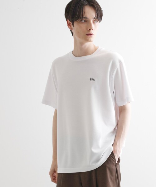 tk.TAKEO KIKUCHI（ティーケータケオキクチ）の「ウサギ刺繍 鹿の子クルーカットソー（Tシャツ/カットソー・メンズ・ブラック/ネイビー/ホワイト/ライトグレー・02/03/04）」の2枚目の写真