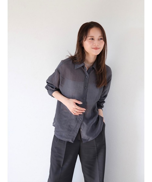 セール】リンクルシアーシャツ/wrinkle sheer shirt チャコール