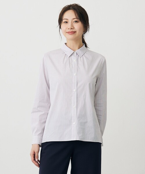 J.PRESS(ジェイプレス)の「BEZ ドビーストライプ シャツカラー ブラウス(シャツ/ブラウス・レディース・ネイビー系1/サックスブルー系1/ピンク系1・11/9)」の3枚目の写真