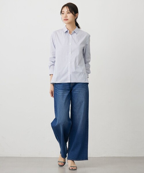 J.PRESS(ジェイプレス)の「BEZ ドビーストライプ シャツカラー ブラウス(シャツ/ブラウス・レディース・ネイビー系1/サックスブルー系1/ピンク系1・11/9)」の8枚目の写真