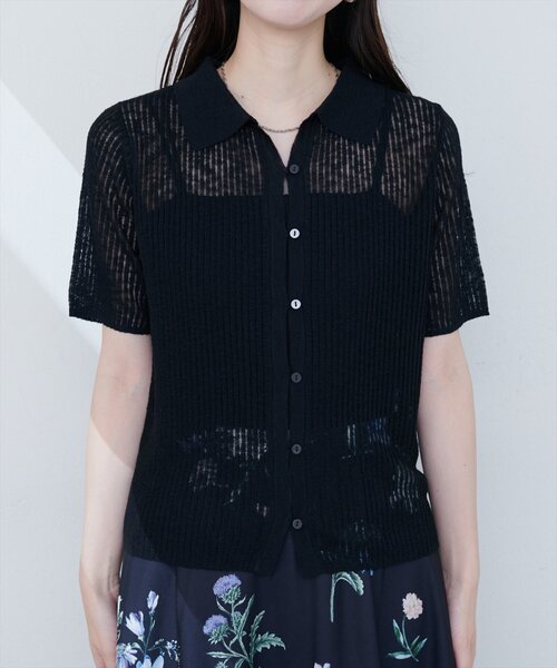 natural couture(ナチュラルクチュール)の「【WEB限定】針抜きリブ衿付きカーディガン(カーディガン/ボレロ・レディース・ブラック/オフホワイト/イエロー/ブルー/ピンク系その他・FREE)」の11枚目の写真